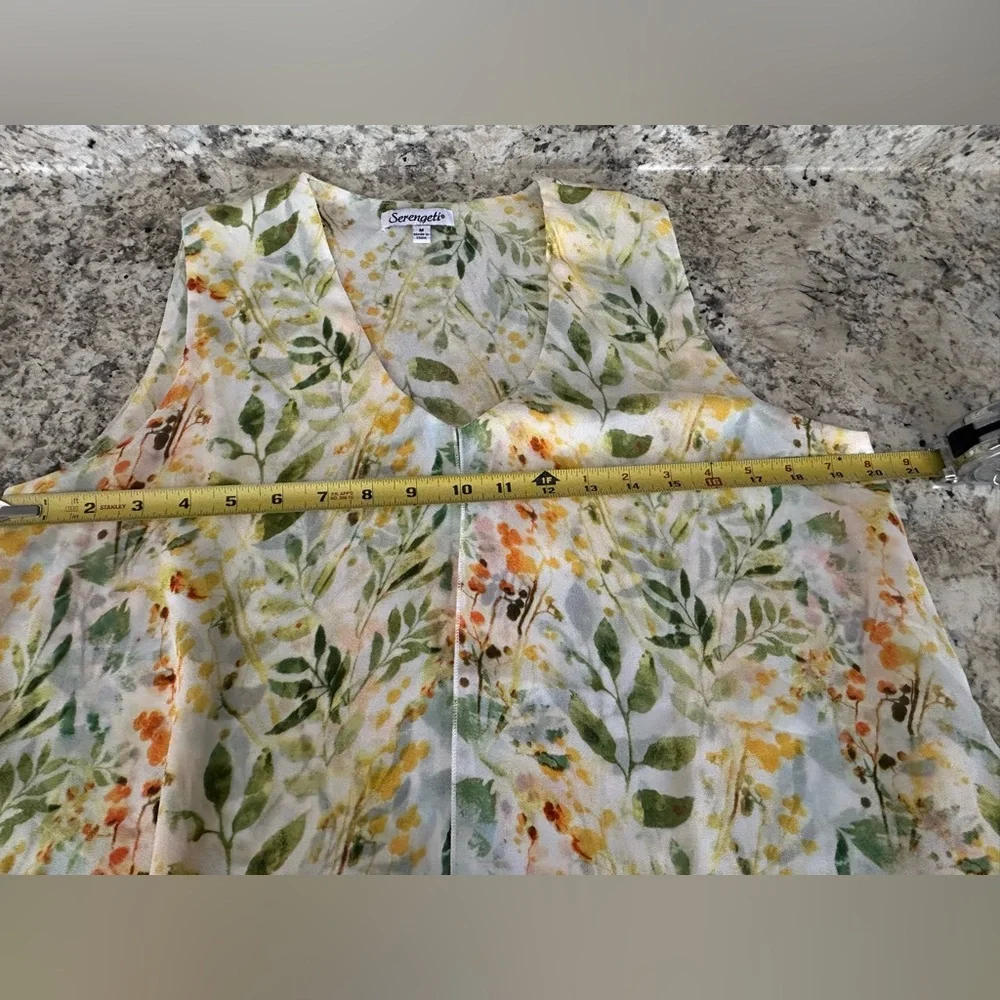 Serengeti Tiered Botanical Blouse Top Flyaway Front Asymmetric Layers Size M - Picture 10 of 11